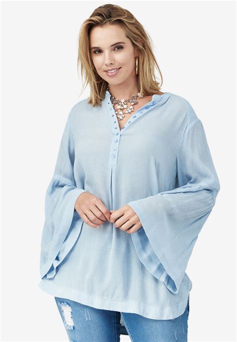 Bell Sleeve Tunic Plus Size Tops Roamans