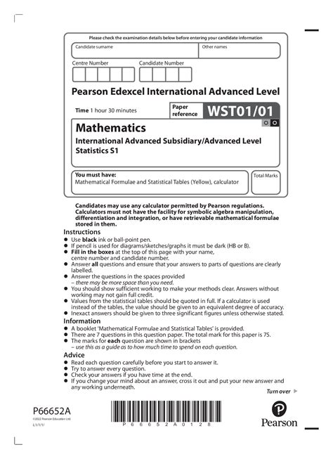 Pearson Edexcel Ial Wst As A Level Mathematics International