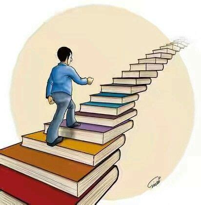 Man Climbing Stairs Of Books Illustration