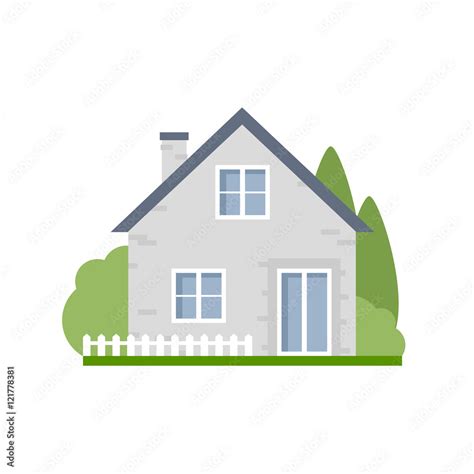 Isolated Cartoon House Simple Suburban House Concept Of Real Estate