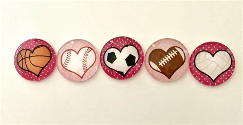 Sports Themed Round Glass Tile Magnets Set of 5 - Etsy