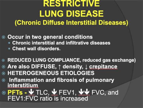 Restrictive Lung Disease W8 Flashcards Quizlet