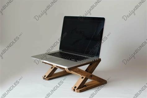 Modern wooden laptop stand raising screen on desk for better