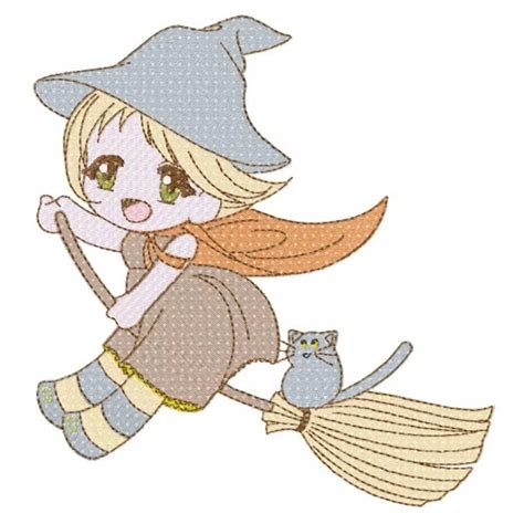 Halloween Witch Embroidery Design Witch On Broom Motif Pattern For Machine Embroidery Design