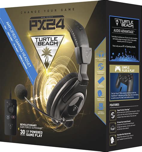 Best Buy Turtle Beach Ear Force Px24 Over The Ear Gaming Headset For Ps4 Xbox One And Pc Black