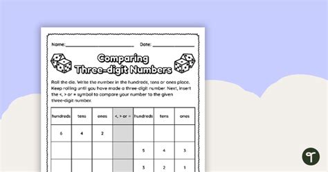 Comparing Numbers 3 Digits Worksheet Comparing Three Digit Numbers Math Worksheet Twisty