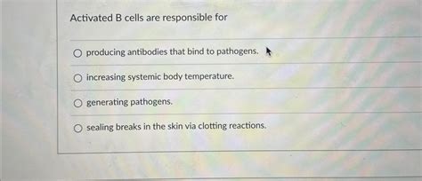 Solved Activated B ﻿cells are responsible forproducing | Chegg.com 