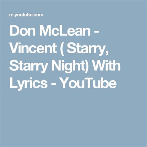 Don McLean Vincent Starry Starry Night With Lyrics YouTube