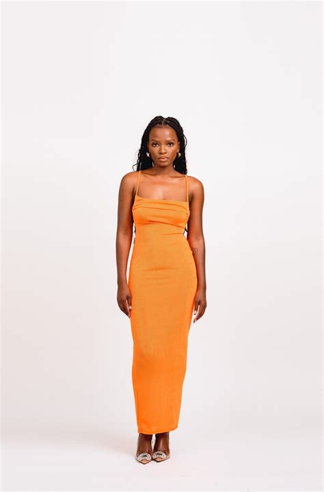 Slinky Orange Party Dress Vongai Mapho