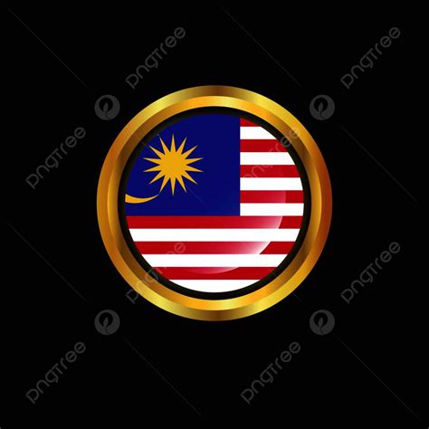 Malaysia Flag Vector Art Png Malaysia Flag Golden Button Malaysia