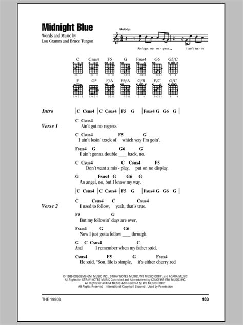 Midnight Blue by Lou Gramm - Guitar Chords/Lyrics - Guitar Instructor