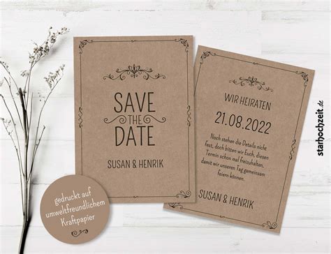 Save The Date Karten Kraftpapier Modern Rustikal