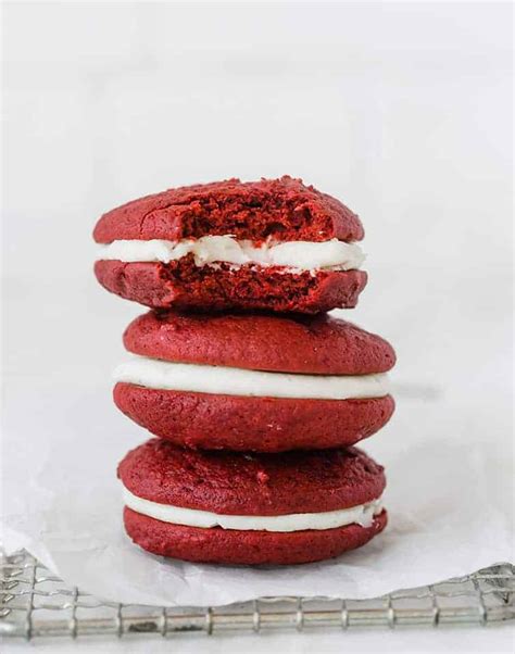 Red Velvet Whoopie Pies With Cream Cheese Filling Brown Eyed Baker