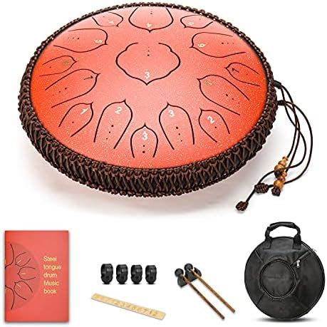 LOMUTY Steel Tongue Drum D Key 15 Notes 13 Inches Hand Drum