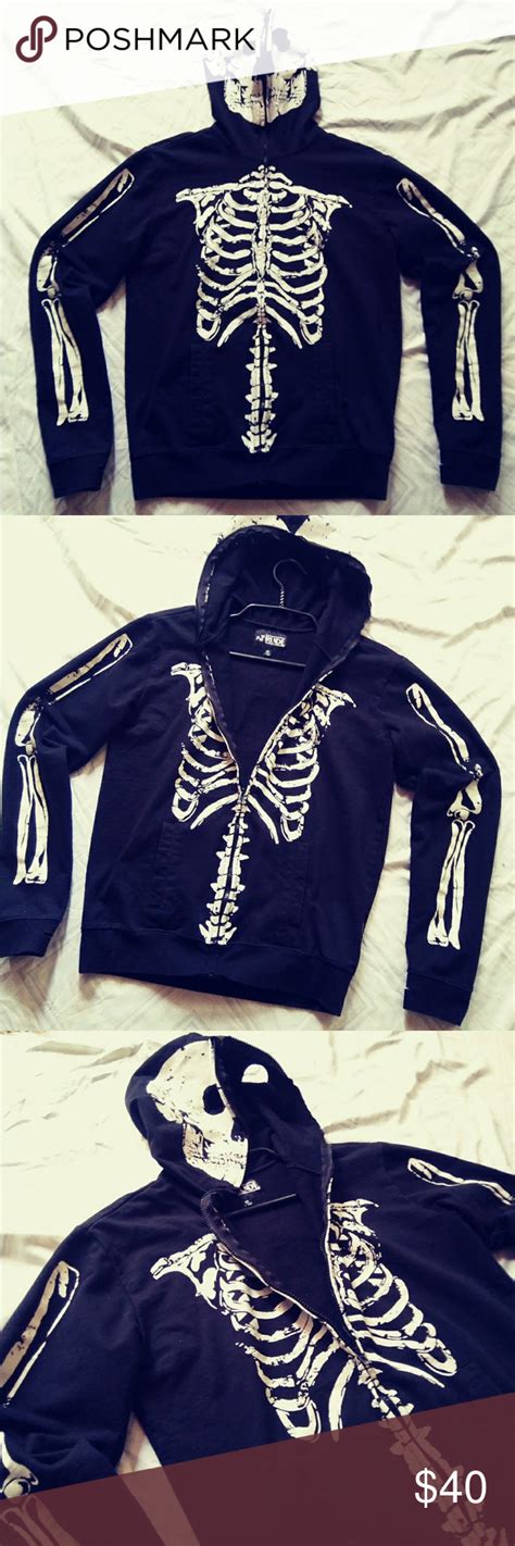 Medium Full Zip Skeleton Hoodie Skeleton Hoodie Hoodies Sweatshirt