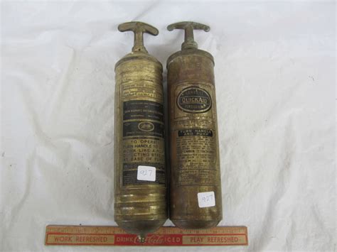 Lot Of 2 Brass Antique Fire Extinguishers Schmalz Auctions