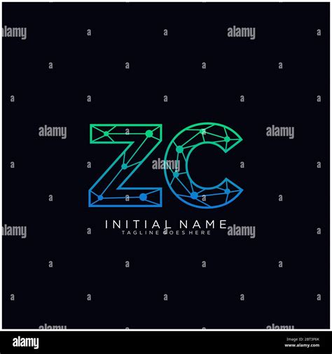 Initial Letter Zc Abstract Line Art Logo Template Stock Vector Image