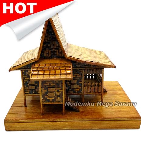 Jual Miniatur Rumah Adat Banjar Rumah Baanjung Dari Bambu