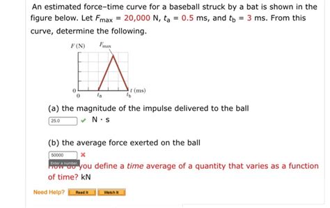 Solved An Estimated Force Time Curve For A Baseball Struck Chegg