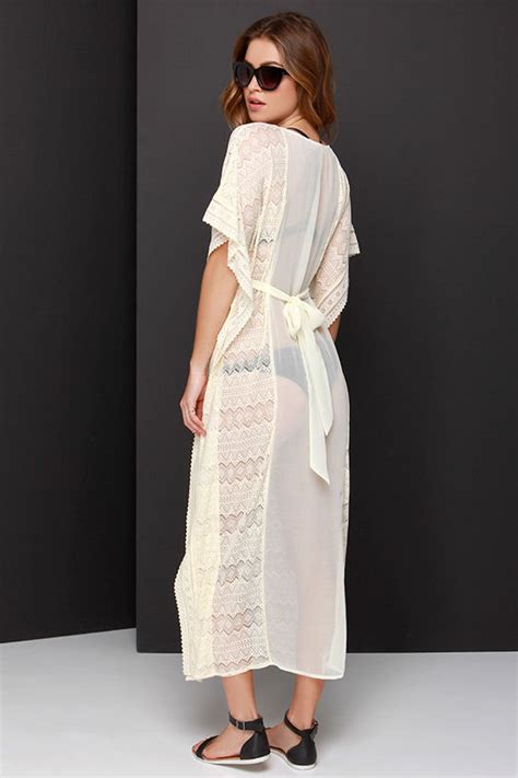 Lovely Cream Cover Up Lace Cover Up Maxi Cover Up 4300