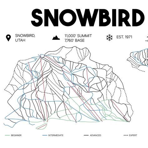 Snowbird Printable Ski Map Snowbird Utah Map | Etsy