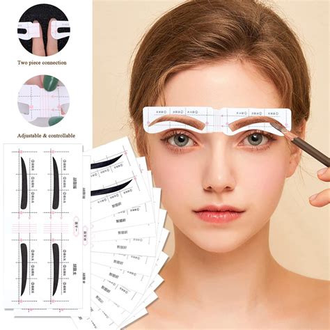 12 Shapes Eyebrow Stencil Set 48 Pairs Reusable Eyebrow Ruler