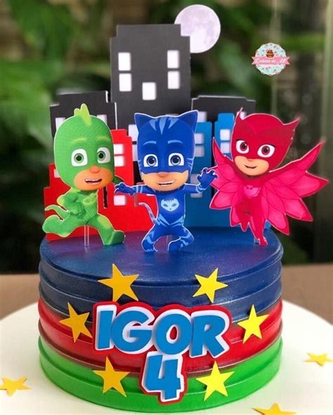 Pj Masks Cake Topper Set Etsy Uk