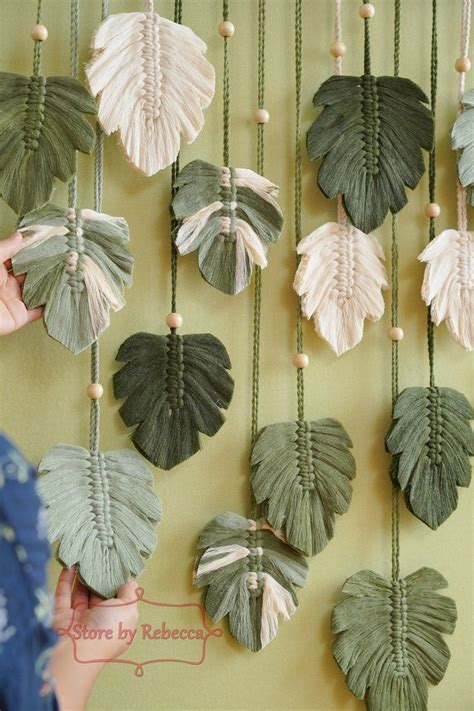 Custom Green Monstera Leaves Wall Hanging Tropical Decor Etsy