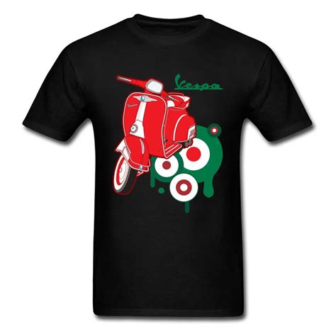 Motorcycle Vespa T Shirt Men T Shirt Biker New Fashion Clothing Black Tops Cotton Tees Loose