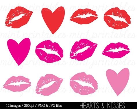 Kisses Clipart Clip Art Heart Clipart Hearts Kiss Smooch - Etsy Australia