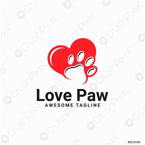 Love Paw Print Vector Logo Illustration Paw Print With A Stock Vector