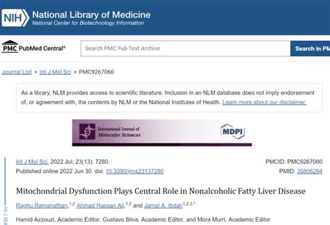 Int J Mol Sci 线粒体功能障碍在非酒精性脂肪性肝病中起核心作用 企业官网