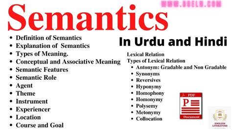 Semantics Explanation In Urdu And Hindi Types Of Meaning In Semantics