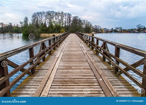 Wooden Bridge On Lake Stock Image Image Of Road Ecology 58380715