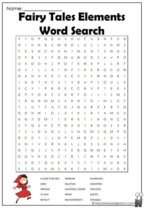 Fairy Tales Elements Word Search Monster Word Search