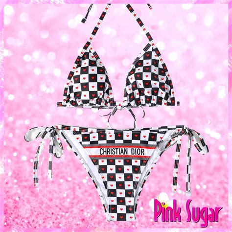Christian Dior Checkered Heart Bikini Pink Sugar Bikini