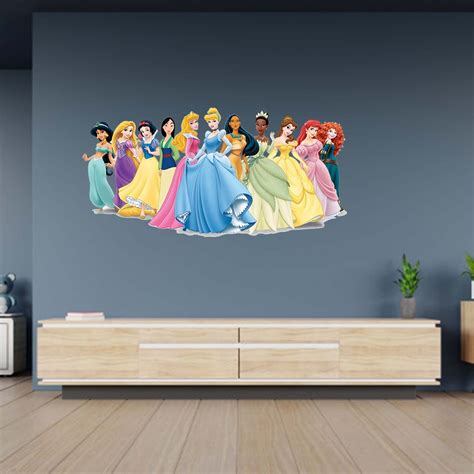 Wall Sticker Disney Princess Characters Art Decal Decor Mural Etsy