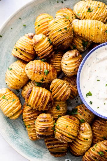 Mini hasselback potatoes with sour cream dip - Simply Delicious