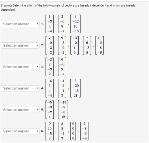 Solved 1 Point Determine Which Of The Following Sets Of