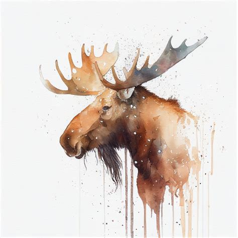 Illustration Artistiques Moose Beautiful Art Watercolor White