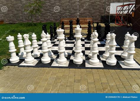 Giant Garden Chess Set Set Out for a Game of Chess Giant Chess Board ...