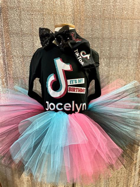 CUSTOM TIK TOK Inspired Tutu Set Outfit Birthday Pink Etsy