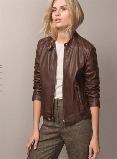 Cazadora Massimo Dutti Leather Jacket Women Brown Leather Jacket Brown Leather Jacket