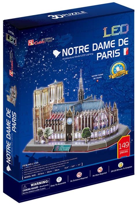 Puzzle 3D Cubic Fun De 149 Piese Si Lumini LED Notre Dame De Paris