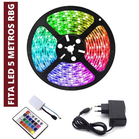 Fita Led Rgb Colorida Sanca Gesso Tv Painel Controle Fonte Shopee Brasil