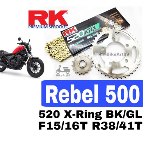 RK Sprocket Set Honda Rebel500 RK520 KRX X Ring Rivet Black Gold