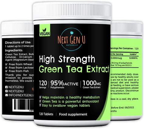 Green Tea Extract 120 High Strength Vegan Tablets Supports Healthy