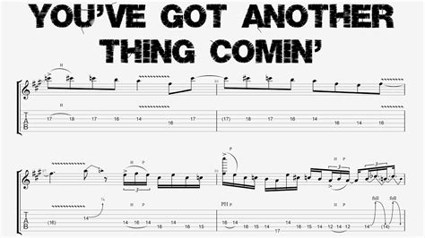 Judas Priest - YOU'VE GOT ANOTHER THING COMIN' - Guitar Solo Tutorial (Tab + Sheet Music) Chords ...