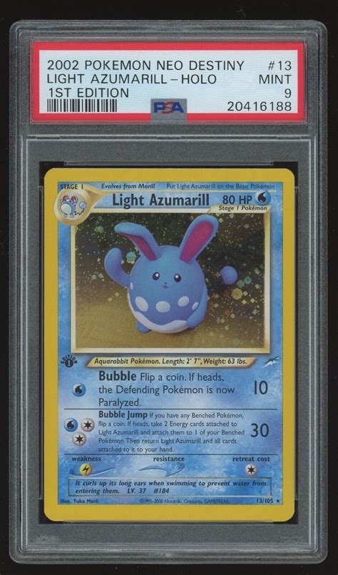 Pokemon 2002 Neo Destiny 13 LIGHT AZUMARILL 1st Edition Holo PSA 9