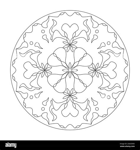 Mandala Hearts And Little Flowers Anti Stress Coloring Page Art